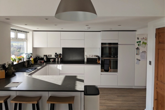 Kitchen extension in Long Ashton after completion. The work included the installation of a Nolte kitchen. Kitchen extension in Long Ashton after completion. The work included the installation of a Nolte kitchen