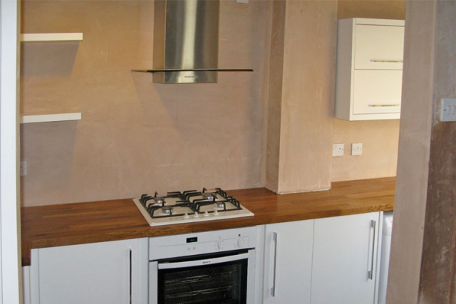 Kitchen refit. Insulating and plastering walls and ceiling work